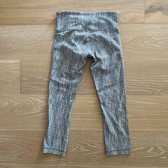 Lululemon Wunder Under Crop Hi-Rise 21" Arrow Jacquard Battleship Silver Spoon - Picture 3 of 4